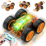 Remote Control Car With Cool Light, Fast Double Sided 360° Rotating Stunt Rc Car Toys For Boys Ages 4-7 8-12, Birthday Gifts For Kids Boys Girls 3 5 6 7 8 9 10 Year Old (Orange)