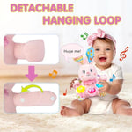 Baby Bilingual Musical Rabbit Stuffed Animals Toys,Infant Early Learning Toy With Light-Up Music & Crinkle,Tummy Time Toys For 0 3 6 9 12+ Months For Baby Boy Girl Gift,Pink