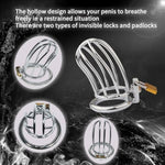 Metal Chastity Device Sex Toys For Men, Chastity Cage With 3 Sizes Of Rings And Two Different Locks, Sm Bondage Tool Cock Cage For Penis Training (1.96In,Invisible Lock)