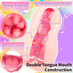 Male Masturbator Two Tongue 6.22 In Mouth-Shaped Mens Sex Toy Realistic Pocket Pussy Deep Throat Oral Men'S Pocket Stroker Toy (Flesh)