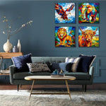 4 Pack Framed Paint by Numbers Kit for Kids Ages 8-12, Colorful Animal Canvas Art