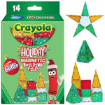 Crayola Holiday Glitter Magnetic Tiles, Building Set For Kids, Magnetic Building Toys For Kids, Stem Travel Toys For Boys And Girls Ages 3+, 14-Piece Set (Holiday Glitter)