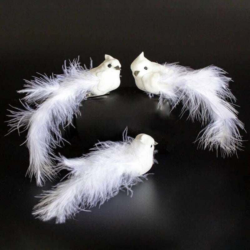 -Artificial Dove Bird With Feathers Decorations Set Of 9 Pcs Valentine'S Day G