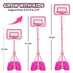 Toddler Basketball Hoop For Girls Pink Basketball Goals Adjustable Height 2.9Ft-6.2Ft Portable Kids Basketball Hoop Indoor Outdoor Play Outside Backyard Toys For 3 4 5 6 Year Old Girl Birthday Gift