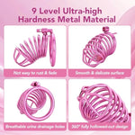 Male Cock Cage Chastity Device - Iron Chastity Cock Cage Device With 4 Active Sizes Rings Adult Sex Toy For Men Penis Exercise | 2 Keys And Invisible Lock Included | Extra-Large Size (Purple)