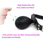 Bdsm Sm Open Mouth Gag Inflatable Silicone Ball Gag Mouth Plug With Lock For Men Women Gay, Adjustable Fetish Head Harness For Adults Sex Bondage Play, Erotic Sex Toy For Couples Flirt Slave Roleplay