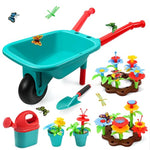 Kids Gardening Tool Set, Garden Toys With Wheelbarrow, Watering Can, Shovel, Flower Garden Building Toy, Pretend Play Outdoor Indoor Activities Stem Toy Gifts For Boys Girls