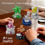 Mineral Display Building Blocks Set 794Pcs, 9 Pack Gemstone Models, Crystal Rock Collection Stem Geology Bonsai Gems Home Office Decor, Compatible With Lego For Kids Adults Boys Girls 6+