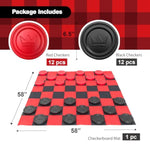 Jumbo Checkers Set With Storage Bag - 58 Inch Mat - Outdoor & Indoor Play Toys, Backyard Board Games, Family Party, Birthday For Toddlers Ages 5 6 7 8 Year Old - Amazon Exclusive