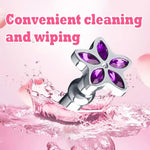 Small Anal Plug Beginner Width Flowers Purple Jeweled Butt Plug, Graduated Anus Beaded Training Adult Sex Toy for Women Men and Couples (110mm)