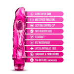 The Drop - 9 Inch Realistic Powerful Vibrating Fragrance Free Dildo - Glows In The Dark - Nubs Multi Speed Thin Vibrator - Aa Battery Powered Adult Toy - Sex Toy For Couples - Pink
