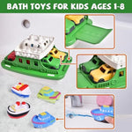 Toy Boat Bath Toys For Toddlers With 4 Mini Car Toys And 4 Bath Boat Squirters, Kids Ferry Boat For Bathtub Bathroom Pool Beach Toys
