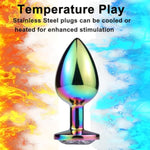 Anal Plugs Stainless Steel Anal Sex Toys Butt Plug Jeweled Prostate Massager Training Anal Trainer Butt Toys For Sex Beginner Men Women Couples Lover (Diamond)