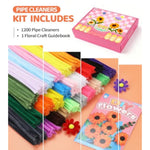 1200 Pack Pipe Cleaners, 24 Color Chenille Stems with Flower Manual Included