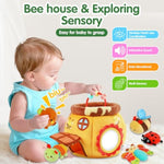 Baby Toys 6-12 Months - Soft Beehive With 5 Sensory Stuffed Animals, Rattle, Crinkle & Mirror, Montessori Toys For 6 7 8 9 10 Month Old Baby Boy Girl Shower Gifts Christmas Stocking Stuffers Ages 0-2