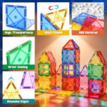Magnetic Tiles Toddler Toys Magnetic Building Blocks For Kids Ages 3-12 Stem Educational Toys For Girls & Boys Sensory Play For Preschool Learning Birthday Toddler Xmas Gifts