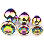Rainbow Crystal Metal Anal Butt Plug for Women - Colorful Gradient Sex Toy