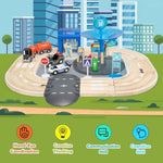 59 Pcs Wooden Train Set For Toddlers, Toy Train With Track For Kids Ages 3-6, Deluxy Double Track City Police Station Railway Playset Gifts For Boys And Girls Ages 3+
