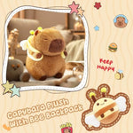 Athionsu 9’’ Capybara Plush With Bee Backpack Cute Kawaii Stuffed Animal Toy Plush For Toddler Kids Boys Girls