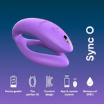 Sync O Purple Remote Control C-Shaped Couples Vibrator & Pjur Aqua Water Based Personal Lubricant 3.4 Fl Oz - Couples Sex Toys Bundle