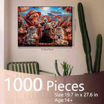 1000 Piece Cat Cruise Jigsaw Puzzle for Adults, Yacht Art Puzzle, 19.7 x 27.6 Inch