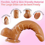 Strap on Dildo with Harness, Wearable Realistic Dildo Body-Safe Material with Strong Suction Cup, Anal Vagina G Spot Stimulator, Adult Sex Toys for Women Lesbian Couple Gay Men Beginner (Brown)