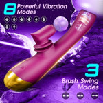 G Spot Vibrator Dildo Adult Sex Toys For Women, 2 In 1 Brush Vibrators Dildo With 3 Swing Modes And 8 Vibration Modes, Portable Womens Sex Toys, Waterproof Adult Toys For Nipple, Clit, Anal, G-Spot