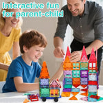 Magnetic Tiles Building Blocks With 2 Cars, 100Pcs Building Blocks Set, Preschool Children Educational Construction Toys, Stem Learning And Playing Toys, Magnet Tiles For Kids Ages Over 36 Months