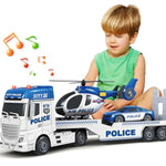 Toddler Boy Toys, 25" Large Police Truck Toy With Racing Car And Helicopter,3 In 1 Police Car Boy Toy, Christmas Birthday Gifts For Kids 3 4 5 6 Years Old