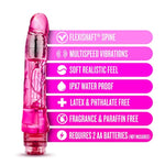 Mambo Vibe - 9 Inch Long Soft Realistic Feel Vibrating Dildo - Slim 1.4" Multi Speed Flexible Vibrator - Ipx7 Waterproof Sex Toy For Women Couples - Clear Pink