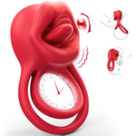 Vibrating Cock Ring Sex Toys - 3-In-1 Penis Ring Vibrator Clitoral Stimulator With Tongue Licking, 7 Modes Adult Couples Sex Toys For Men And Women, Rose Sex Toy Vibrators For Anal Nipple