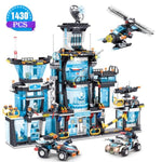 City Police Station Building Set With Police Car & Helicopter,1430Pcs Building Block Toy For Boys 8-12
