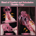 Male Chastity Cage Devices - Soft Silicone Cock Cage Lightweight For Man Penis Bondage, Pink Sissy Chasity Lock Cage Invisible Use With 6 Penis Rings, Bdsm Sex Toys For Men