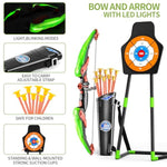 Bow And Arrow Set For Kids With Led Lights-Archery Set With 10 Suction Cup Arrows, Quivers & Standing Target, Outdoor Toys For Kids Boys & Girls Ages 3-12 Years Old