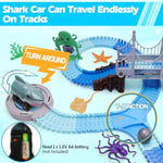 Track Toys 183 Pcs Shark Race Car Toys For Boys Girls 3 4 5 6 7 9 Year, Bendable Flexible Racetrack Cars With Shark & Ball, Ocean Theme Train Toys, Stem Educational Playset Birthday Gift