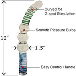 Curved Glass GSpot Dildo with Lube, 10 Inch Length and 4.5 Inch Girth, 1.5 Inch Diameter, Includes 1Oz Lubricant and Storage Bag