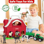 Farm Animals Toys For 1 2 3 4 5 Year Old Toddlers Girls Boys, Big Red Barn Farm Playset With Figures Animals And Tractor Toy For Kids 3-5, Educational Learning Toys, Christmas Birthday Easter Gifts