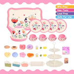 Tea Party Set For Little Girls,39 Pcs Flower Tea Set Toys With Dessert,Cake Stand,Teapot,Cups,Plates,Storage Case,Pretend Play Kitchen,Birthday Princess Gift Set For 3 4 5 6 7 8 Year Old Girls