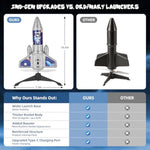 Kids Rocket Launcher Toy, 2Nd Gen Improved Design, Launch Up To 200Ft, Auto-Launch Rocket Toy With Parachute, Outdoor Toys For Kids 5-13, For Boys & Girl, Gray