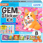 Cute Animal Theme Gem Sticker Kit for Kids - 800 Stickers, 8 Projects