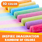 Washable Sidewalk Chalk Set for Kids, 52 Pieces, 4 x 1 Inches, 10 Vibrant Colors