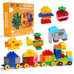 Creative Building Blocks - 116 Pieces Large-Size Blocks, Build Train Animal, Ideal Stem Toy For 3 Year Old Kids