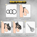 Male Chastity Cage Sex Toys - Large Chastity Device With 3 Ring Sizes, Invisible Lock & 2 Keys, Lightweight Cock Cage For Men, Bondage Gear For Penis Exercise & Abstinence