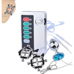 Electric Shock Nipple Clamps And Anal Plug Toys Triple Use Set Adjustable Current Level, Nipple Clips For Pleasure Sex Toys For Adult Women Sm G Spot Anal Beads Adult Sex Games For Female?White Set?