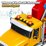 Kids Toys For 3 4 5 6 7 Years Old Boys, 15" Large Tow Truck Toy, Friction Powered Transport Truck Crane Vehicle Toy With Lights And Sounds, Racing Car, Traffic Signs, Birthday Gifts For Boys Girls