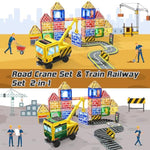 Magnetic Tiles Magnetic Construction Toys With 2 Cranes Boys Toys For Ages 3-5 5-7 Magnet Building Blocks Chritmas Gifts Boys Sensory Autism Montessori Toys Gift For 3+ Year Old