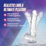 Blush Naturally Yours 6" Diamond Slim Dildo W/Balls, 1" Wide Realistic Transparent Cock - Suction Cup, Strap-On Compatible - Beginner Anal & Vaginal - Adult Sex Toy For Women, Men & Couples - (Clear)