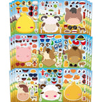 36 Pcs Farm Animals Make-A-Face Sticker Sheets | Mix & Match Your Own Farm Animal Stickers For Kids Ages 2-6 | Farm Animal Party Supplies, Birthday Decorations, Crafts & Activities