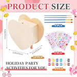 24 Pcs DIY Wooden Heart Piggy Bank Kits with Paints, Brushes & Gem Stickers