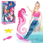 Princess Doll & Seahorse Set, Color Change Tail, 11.5 Inch Mermaid Doll, Toys For Girls & Kids